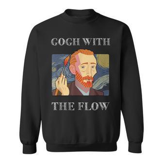 Vincent Van Gogh Go With The Flow Artist Humor Pun Sweatshirt - Monsterry UK