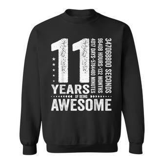 Vintage 11Th Birthday 132 Months 11 Years Old Being Awesome Sweatshirt | Mazezy