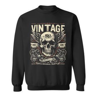 Vintage 1961 Geboren 1961 Geburtstag Totenkopf Biker Motorrad Sweatshirt - Geschenkecke