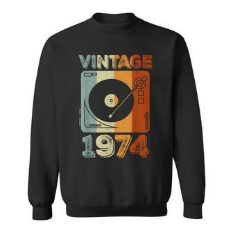 Vintage 1974 50 Years Old Boys Vinyl Record Player Retro Sweatshirt - Thegiftio UK