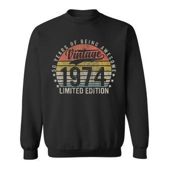 Vintage 1974 50Th Birthday Decorations 50 Year Old Birthday Sweatshirt - Seseable