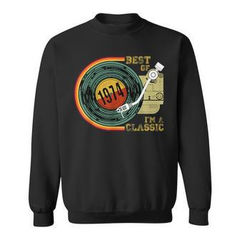 Vintage 1974 I'm Classic 46Th Birthday Graphic Retro Vinyl Sweatshirt - Monsterry