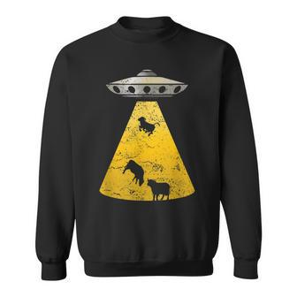 Vintage Alien Ufo Cow Abduction Roswell Retro T Yellow Sweatshirt - Monsterry