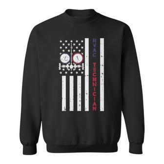 Vintage American Flag Hvac Technician Usa Hvac Tech Sweatshirt | Mazezy
