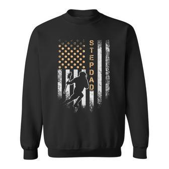 Vintage American Flag Proud Lacrosse Stepdad Lax Silhouette Sweatshirt - Monsterry DE