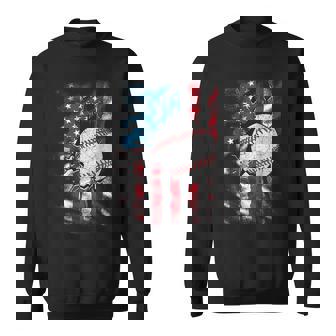 Vintage Baseball 4Th Of July Usa American Flag Boys Sweatshirt | Mazezy