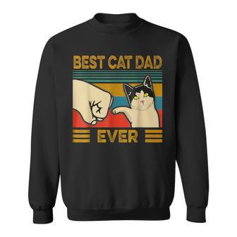Vintage Best Cat Dad Ever Bump Fit Sweatshirt - Seseable