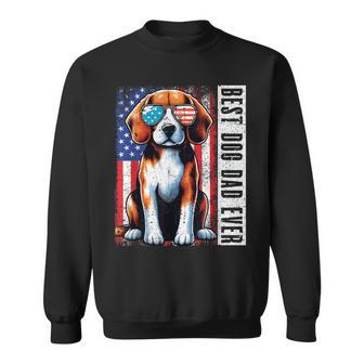 Vintage Best Dog Dad Ever Beagle Fathers Day Usa Flag Sweatshirt - Thegiftio UK