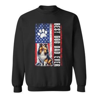 Vintage Best Dog Dad Ever Fathers Day Shetland Sheepdog Dad Sweatshirt - Thegiftio UK