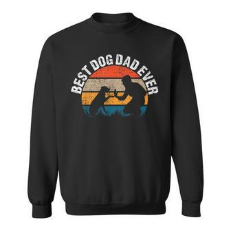 Vintage Best Dog Dad Ever Retro Fist Pump Puppy Doggy Sweatshirt - Seseable