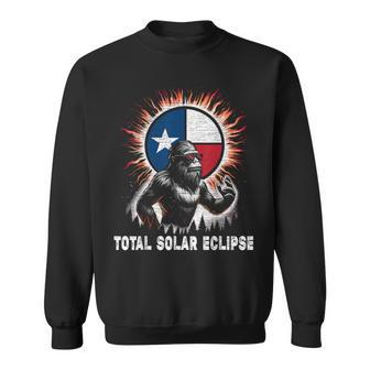 Vintage Bigfoot Total Solar Eclipse Texas Flag Sweatshirt - Monsterry DE