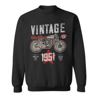 Vintage Born 1951 70Th Birthday Classic Retro Motorbike Sweatshirt - Monsterry UK