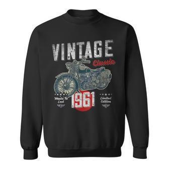 Vintage Born 1961 60Th Birthday Classic Retro Motorcycle Sweatshirt - Monsterry