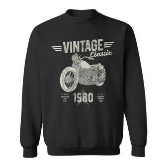 Vintage Born 1980 Birthday Classic Retro Motorbike Sweatshirt - Monsterry DE