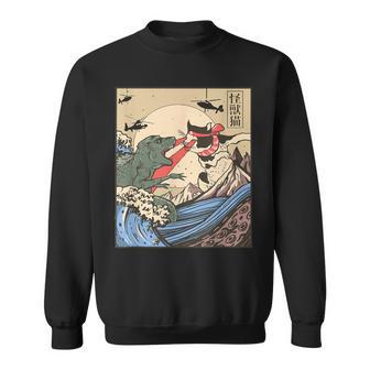 Vintage Catzilla Kitten Cat Rentro Sweatshirt - Seseable