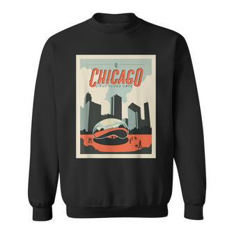 Vintage Chicago Cloud Gate Retro Poster Chicago Landscape Sweatshirt - Monsterry UK