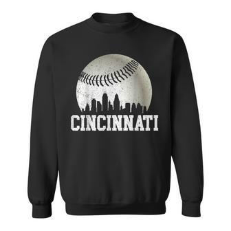 Vintage Cincinnati Skyline City Baseball Met At Gameday Sweatshirt | Mazezy DE