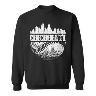 Vintage Cincinnati Skyline City Baseball Met At Gameday Sweatshirt - Monsterry DE