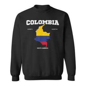 Vintage Colombian Flag Colombia Coordinates Sweatshirt - Monsterry