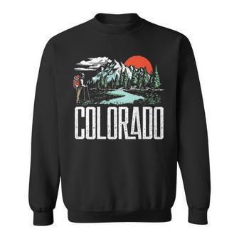 Vintage Colorado Hiking Retro Mountain Backpacker Graphic Pullover Sweatshirt | Mazezy