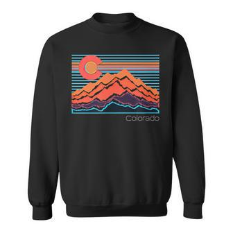 Vintage Colorado Mountain Landscape And Flag Graphic Sweatshirt - Monsterry UK