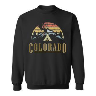 Vintage Colorado Mountains Camping Campfire Retro Sweatshirt | Mazezy