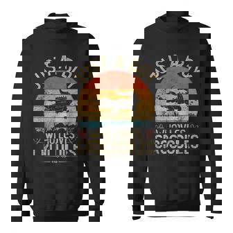 Vintage Crocodiles Just A Boy Who Loves Crocodiles Boys Sweatshirt - Thegiftio UK