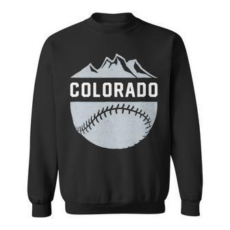 Vintage Denver Colorado Wilderness Skyline Baseball Sweatshirt | Mazezy