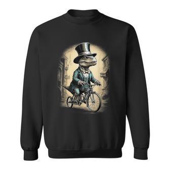 Vintage Dinosaur Trex Riding Bike Dino Lover Sweatshirt - Monsterry DE