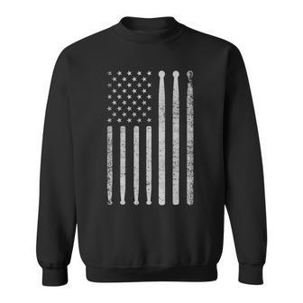 Vintage Drum Drummer Usa American Flag Sweatshirt | Mazezy