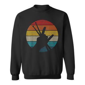 Vintage Drummer Drum Sticks Rock & Roll Hand Horns Sweatshirt - Monsterry