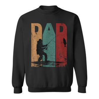 Vintage Fishing Dad Silhouette Father's Day Retro Sweatshirt - Monsterry UK