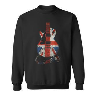 Vintage Guitar British Jack Union Flag Rock Guitarist Sweatshirt - Monsterry AU