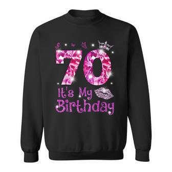 Vintage Happy 70 It's My Birthday Crown Lips 70Th Birthday Sweatshirt - Monsterry