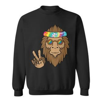 Vintage Hippie Tie Dye Peace Sign Symbol Sasquatch Bigfoot Sweatshirt - Monsterry AU