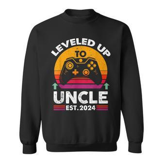 Vintage Leveled Up To Uncle Est 2024 Promoted To Uncle 2024 Sweatshirt - Thegiftio UK