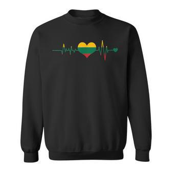 Vintage Lithuania Flag Heartbeat Lithuanian Pride Sweatshirt - Monsterry
