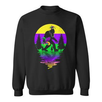 Vintage Mardi Gras Bigfoot Sasquatch Beads Carnival Sweatshirt - Monsterry DE