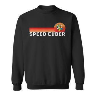 Vintage Math Cuber Heartbeat Speed Cubing Puzzle Lover Cube Sweatshirt - Monsterry DE