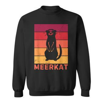 Vintage Meerkat Sunset Zoo Animal Silhouette Meerkat Lovers Sweatshirt - Monsterry DE