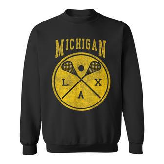 Vintage Michigan Lacrosse Distressed Lax Sweatshirt - Monsterry CA