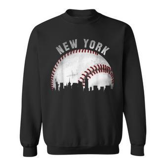 Vintage New York Skyline City Baseball Sweatshirt - Monsterry CA