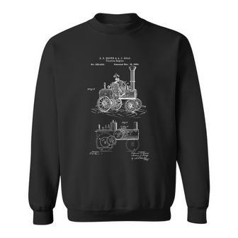 Vintage Patent Print 1880 Steam Traction Engine Sweatshirt - Monsterry