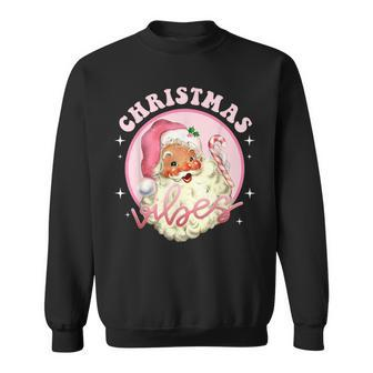 Vintage Pink Christmas Vibes Pink Santa Claus Pajama Sweatshirt - Thegiftio UK