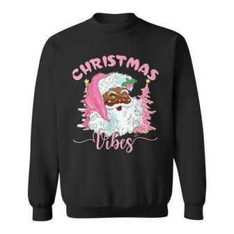 Vintage Pink Santa Claus Christmas Vibes Holiday Xmas Sweatshirt | Mazezy AU