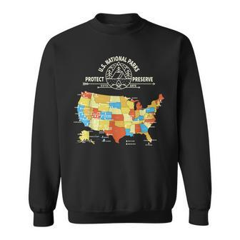 Vintage Preserve & Protect All 63 Us National Parks Map Sweatshirt - Monsterry DE