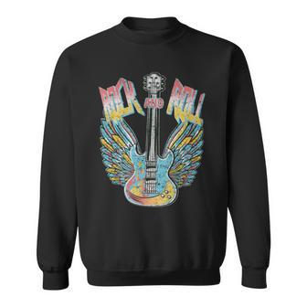 Vintage Retro 80S Rock & Roll Music Electric Guitar Wings Sweatshirt | Mazezy CA