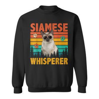 Vintage Retro Siamese Whisperer Cat Sunglasses Lover Sweatshirt - Monsterry CA