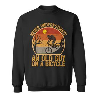 Vintage Retro Never Underestimate An Old Guy On A Bicycle Sweatshirt | Mazezy