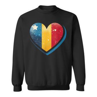 Vintage Rumänische Banner Fan Rumänien Flagge Herz Retro Kunst Sweatshirt - Geschenkecke